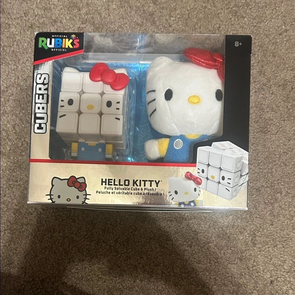 Hello Kitty Rubik's Cube & Plush Set - Red, White, Blue